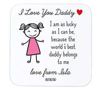 Personalised Sentimental Keepsake I Love You Daddy Wooden Drinks Coaster Mat Father's Day Birthday Gift from Daughter