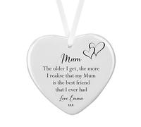 Personalised Sentimental Keepsake Mum Best Friend Ceramic Heart Hanging Decoration Ornament Mothers Day Birthday (Luxury Gift Box)