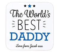 Personalised Sentimental Keepsake World’s Best Daddy Wooden Drinks Coaster Mat Fathers Day Birthday Gift from Son Daughter