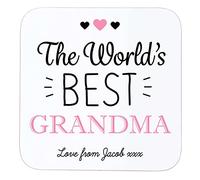 Personalised Sentimental Keepsake World’s Best Grandma Wooden Drinks Coaster Mat Mothers Day Birthday Gift from Grandchild
