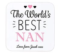Personalised Sentimental Keepsake World’s Best Nan Wooden Drinks Coaster Mat Mothers Day Birthday Gift from Grandchild