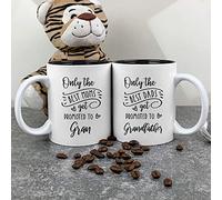 Personalised Set of 2 Ceramic White 350ml Two Tone Coffee Mugs, Pregnancy Announcement, Baby Reveal Gift for Grandparents, Only The Best Parents Get Promoted to Grandparents (Black)