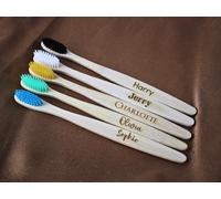 Personalised Set of 5 Bamboo Natural 100% Eco-Friendly Engraved Toothbrush
