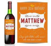 Personalised Shabby Chic Wine Bottle Label - Wedding, Engagement, Anniversary, Birthday Any Occasion Gift (Orange/Red Type)