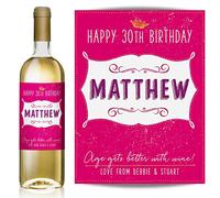Personalised Shabby Chic Wine Bottle Label - Wedding, Engagement, Anniversary, Birthday Any Occasion Gift (Pink/Purple Type)
