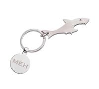 Personalised Shark Bottle Opener Keyring with Engraved Tag, Stainless Steel