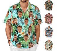 Personalised Shirt Custom Hawaiian Shirts with Face Photo for Men Women Ugly Shirt Button Down Funny shiteshirts Tropical Flamingo Beach Hawaiian Shirt Gifts for him Boyfriend Husband dad