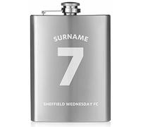 Personalised Shirt Design 8oz Hip Flask for Sheffield Wednesday FC Fans, Supplied in Silk Lined Gift Box, Includes Funnel