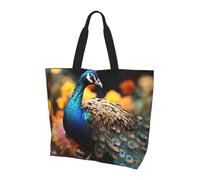 Personalised Shopping Bag Peacocks Shoulder Bags Lightweight Beach Tote Bags For Picnic, Beach Holiday, Swim, 40X50X15Cm