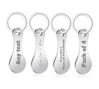 Personalised Shopping Trolley Token,4Pcs keyring,Stainless Steel Trolley Coin Removable Trolley Key for Releasing Supermarket Trolleys Shopping Trolley Token