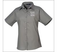 Personalised Short Sleeve Ladies Text Embroidered Office Work wear Formal Blouse