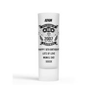 Personalised Shot Glass Life Begins at 18 Born 2007 18th Birthday Gift for Daughter|Granddaughter|Son|Grandson|Boys|