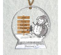 Personalised Signpost Family Christmas Bauble - Custom Names & Text Small Snowglobe Plaque For Tree Decor - Gift for Mums, Dads & Grandparents (Silver, 5 Sign posts)