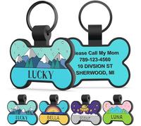 Personalised Silent Silicone Dog Tags, Deep Engraved Cat Dog Name ID Tags, Soundless No More Jingling, Soft Pet ID Tagsfor Doggy Kitten Kitty Puppy, Scratch Resistant Tag (Bone)