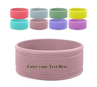 Personalised Silicone Bottle Band,Custom Water Bottle Name Bands,Food Grade Silicon Non-Slip Anti-Heat Insulation Hollow Cup Sleeve (Pink)