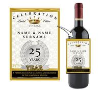 Personalised Silver 25th Wedding Anniversary Wine or Champagne Bottle Label Sticker N13