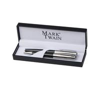 Personalised Silver & Black Pen Set - Engraved Ballpoint & Rollerball Pens in Acrylic Gift Box | Writing Gift for Colleagues, Men, Teachers, Executives | Great for Office, Retirement, Promotion