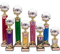 Personalised Silver Disco Glitter Ball Dance Column Trophy Multi Award Engraved With Any Text (18.5cm)