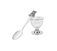 Personalised Silver Egg Cup & Spoon Personalised Memento Company Metallic Silver One Size