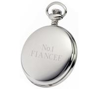 PERSONALISED SILVER FIANCEE POCKET WATCH PW128 CAN BE PERSONALISED ENGRAVED FREE