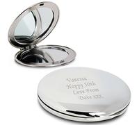 Personalised Silver Finish Engraved Round Compact Mirror Gift 18th 21st 40th 50th 60th Great Gift for Women Friends Girls Birthday Wedding Anniversary by Gifts for Women