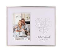 Personalised Silver Heart Photo Frame, 25th Anniversary Keepsake, 4x6 Inch, Silver Finish, Word Cloud Design, Gift Boxed