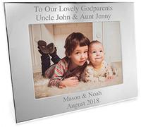 Personalised Silver Landscape 4x6 Photo Frame - Any Message, Velvet Frame Backing With Stand Weddings Birthdays Anniversaries