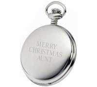 PERSONALISED SILVER MERRY CHRISTMAS AUNT POCKET WATCH PW154 CAN BE PERSONALISED ENGRAVED FREE