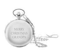 PERSONALISED SILVER MERRY CHRISTMAS GRANDPA POCKET WATCH PW167 CAN BE PERSONALISED ENGRAVED FREE