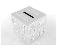 Personalised Silver Plate ABC Moneybox, Christening Gift for Boy or Girl, Custom Engraved Christening Gift, Baptism Gift, Christening Money Box Keepsake, Money Bank