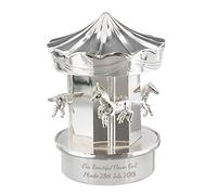 Personalised Silver Plated Carousel Money Box - Custom Engraved Baby Gift - Perfect for Newborns, Christenings, Baptisms & Birthdays - Luxury Keepsake (2 Lines, 30 Characters Each)