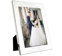 Personalised Silver Plated Flat Wide Edge Photo Frame - Custom Engraved for Graduation, Christening, Wedding, Engagement and Family Photos - Elegant Display for Pictures (Silver, 6"x8")
