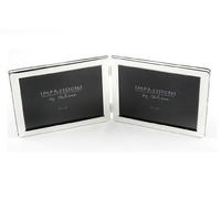 Personalised Silver Plated Hinged Landscape Double 4x6 Photo Frame Engraved Free - Enter Your Own Custom Text
