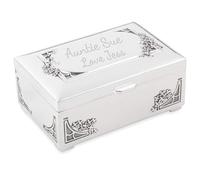 Personalised Silver Plated Rectangular Trinket Box, Gifts for Girls, Women, Jewellery Storage, Christening, First Holy Communion, 18th Birthday - Vintage Decor, Mini Jewellery Box