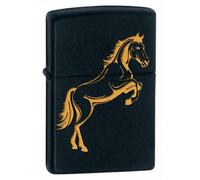 Personalised Silver Stallion Horse Black Matte Cigarette Lighter
