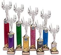 Personalised Silver Victory Achievement Dance Column Trophy Multi Award Engraved With Any Text (28.5cm)