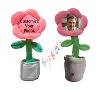 Personalised Singing Dancing Sunflower Plush Toy with Custom Photo & Voice Recording - USB Rechargeable, Interactive Soft Stuffed Animal for Kids Birthday, (Pink)