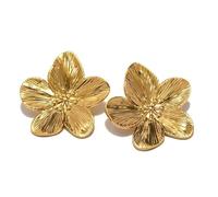 Personalised Sinn Five-Leaf Earrings Shiny Women's High Class Sense Earrings Jewellery Dish Exaggerated Earrings with Freshwater Pearls, Einheitsgröße, Zinc alloy