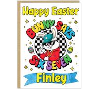 Personalised Six Seven Bruh Funny On Trend Easter Card Kids - Fun Dab Bunny Happy Easter Donut Bro Happy Easter Greetings - Custom Child's Name For Boy Girl - A5 Cards (Design 6)