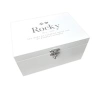 Personalised Sketch Pet Memorial White Wooden Keepsake Box | Sympathy Gift for Pet Loss | 22 x 15 x 10cm