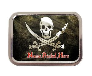 Personalised Skull & Cross Bones Pirate St835 2oz Tobacco Tin | Baccy Storage | Pill Box | Cigarette Rolling Stash Can