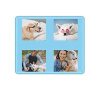 Personalised Sky Blue Mouse Pad with 4 Photos Collage, Design and Make Your Own Mouse Pads, Custom Made Waterproof Non-Slip Rubber Base Gaming Mouse Pads for Computers Laptop Office Desk