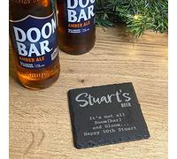 Personalised Slate Coaster, Beer Mat, Laser Engraved Gift, Alcohol Gift For Dad Brother Friends, Keepsake Beer Coaster