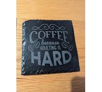 Personalised Slate Coaster - "Coffee because adulting is hard" - Coffee Lover - Personalised Gift for Him/Her - Handmade