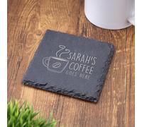 Personalised Slate Coaster - Your Coffee Goes Here Design - Laser Engraved Square Drinks Coaster Gift for Him or Her - Wedding, Birthday, Anniversary or Christmas