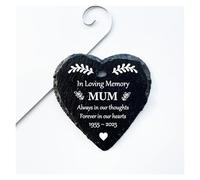 Personalised Slate Heart Grave Marker - Add Any Name - Memorial For Lost Loved Ones As A Special Reminder (In Loving Memory)