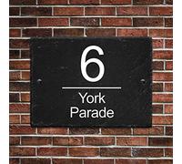 Personalised Slate House Number Natural Slate Door Sign House Gate Sign Plaque UV Printed Door Number Hand Finished in UK (20x15cm Rectangle Number)