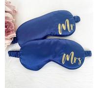 Personalised Sleep Silk Satin Eye Mask Custom Any Initital Rest Sleeping Relaxing Mask Gift for Her Mothers Day Birthday Bridesmaid Hen Bridal Christmas Party Gift Favours Present (Navy)