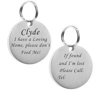 Personalised Small 21mm Pet Tag Disc Stainless Steel Scratch Resistant and Durable - Custom Cat Collar ID Tags, Suitable for Dogs, Puppies, Cats and Kittens - Pet Accessories.