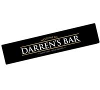 Personalised Small Bar Runner Mat - Black gold printed home bar mat L735